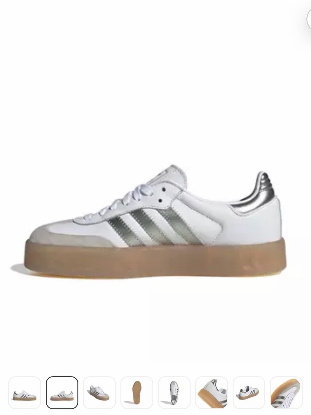adidas Original Sambae White/Silver Metallic/Gum Platform Sneakers NIB - Picture 3 of 15